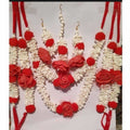 Muskan Red Flower Party Wear Jewelry Set featuring intricate floral design for festive occasions