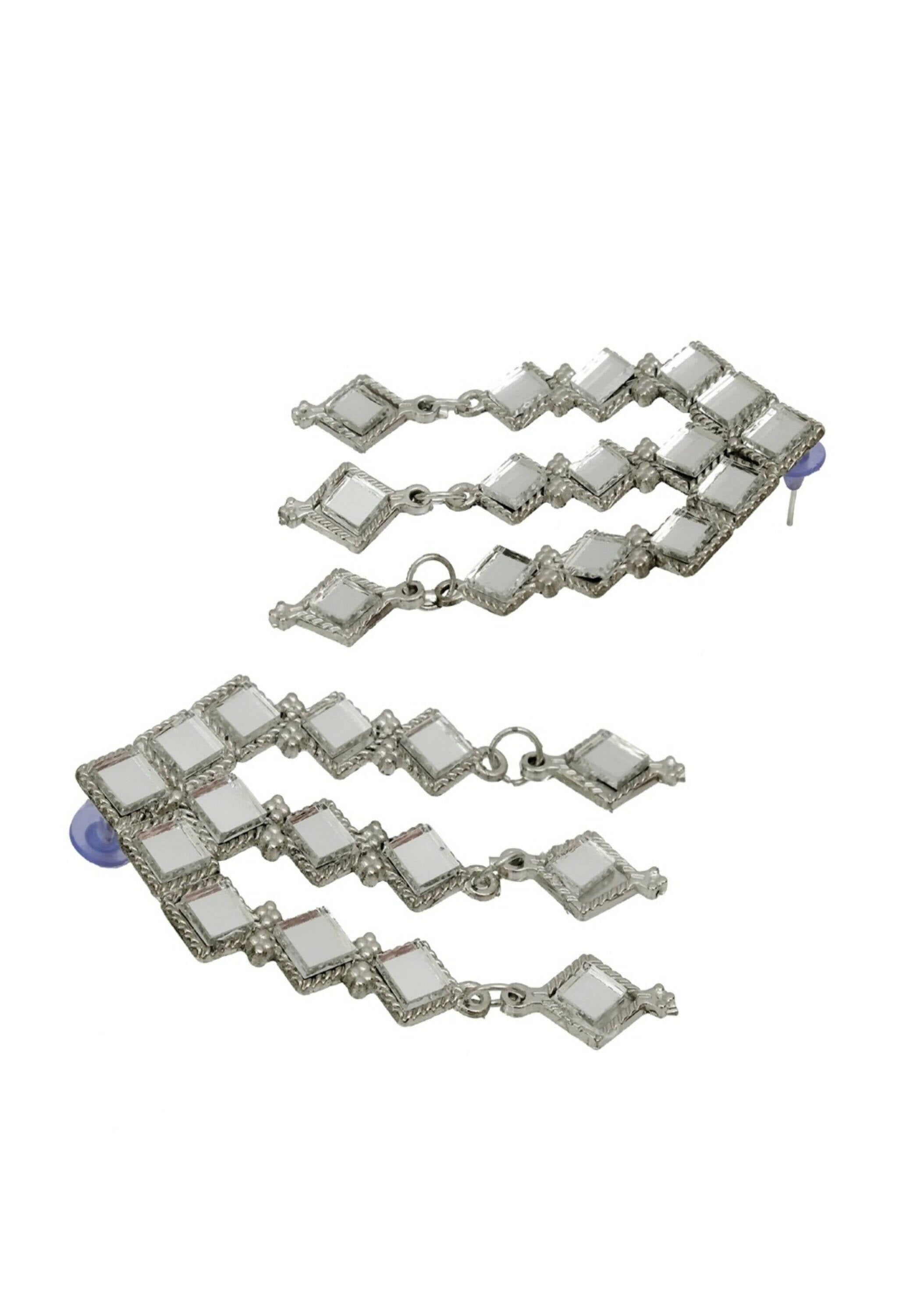 Oxidised Silver-Plated Alloy Mirror Choker Necklace