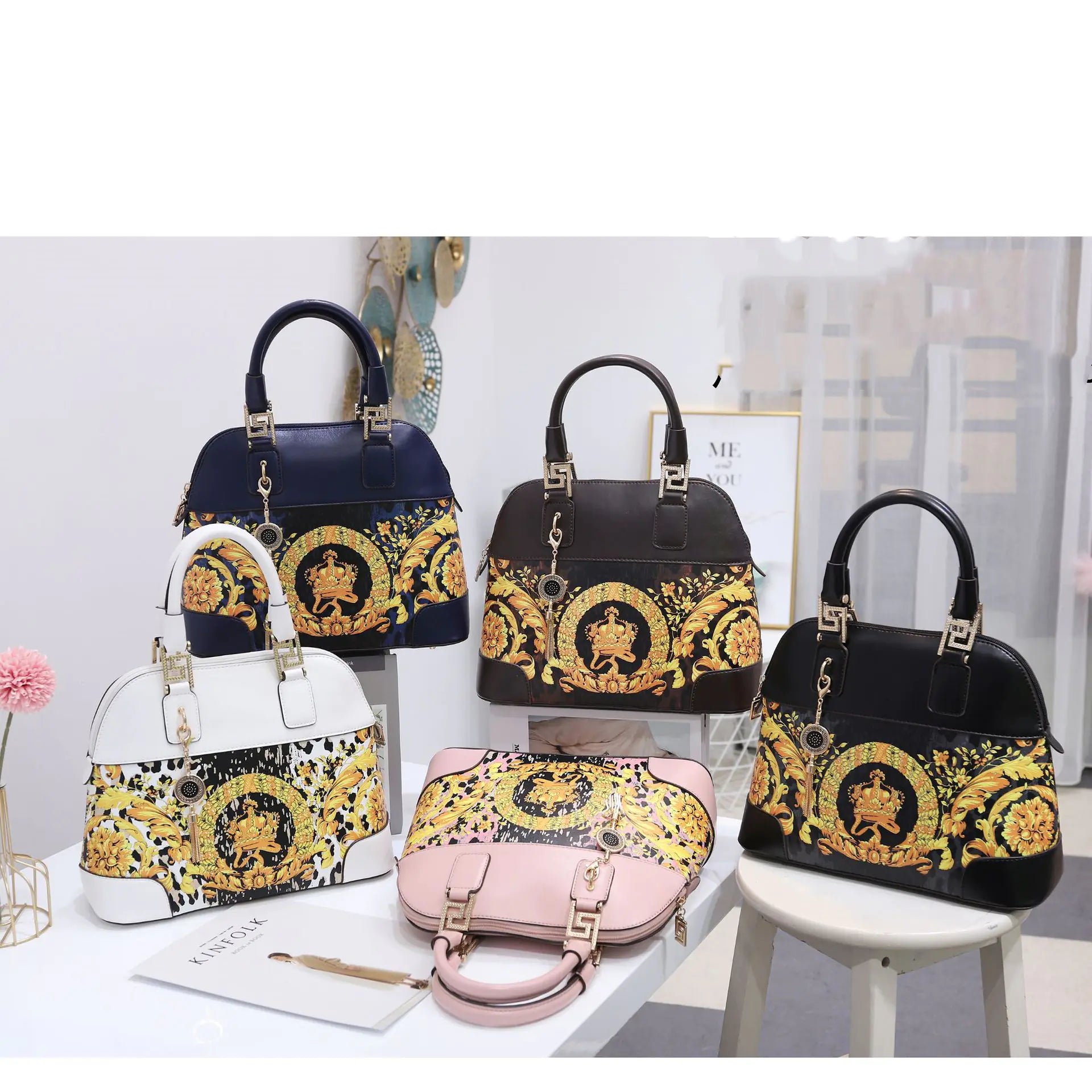 Women's Floral Handbag - Crossbody Shoulder Bag