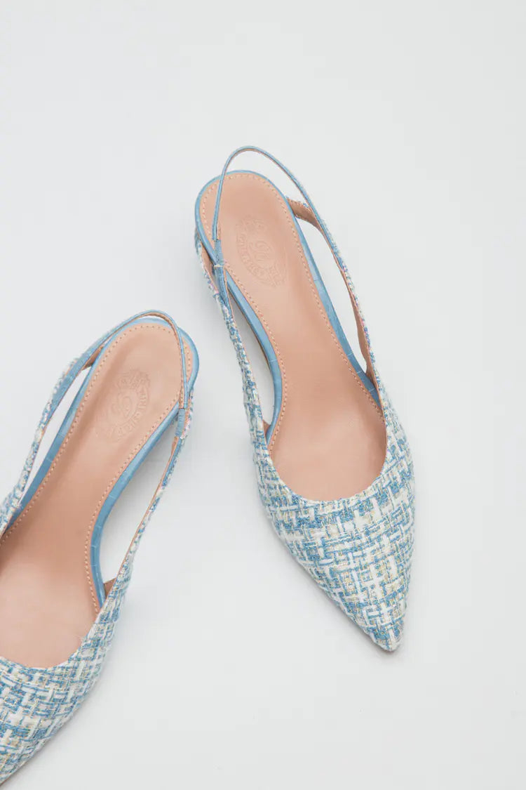 Tweed Slingback Heels with Sculptural Round Heel - Image 18