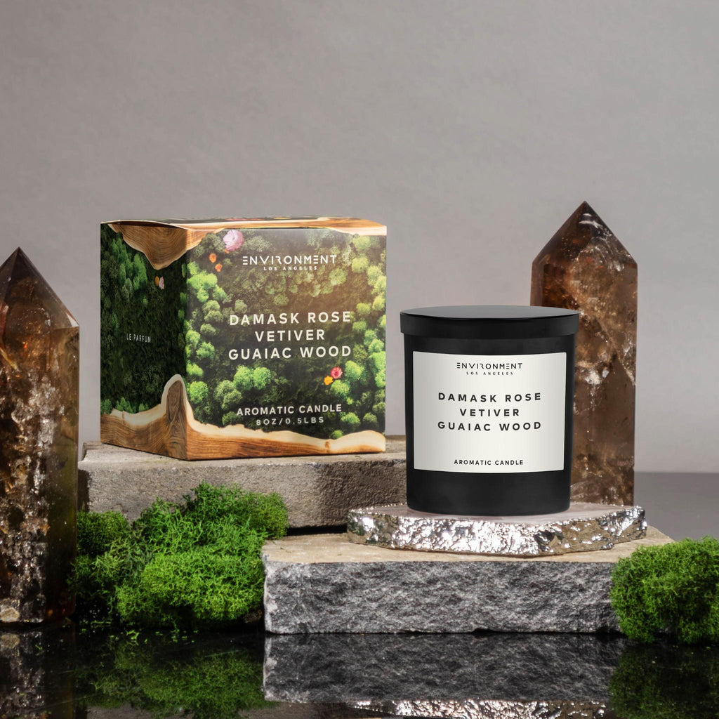 8oz Damask Rose | Vetiver | Guaiac Wood Candle with Lid and Box (Inspired by Le Labo Rose 31® and Fairmont Hotel®)
