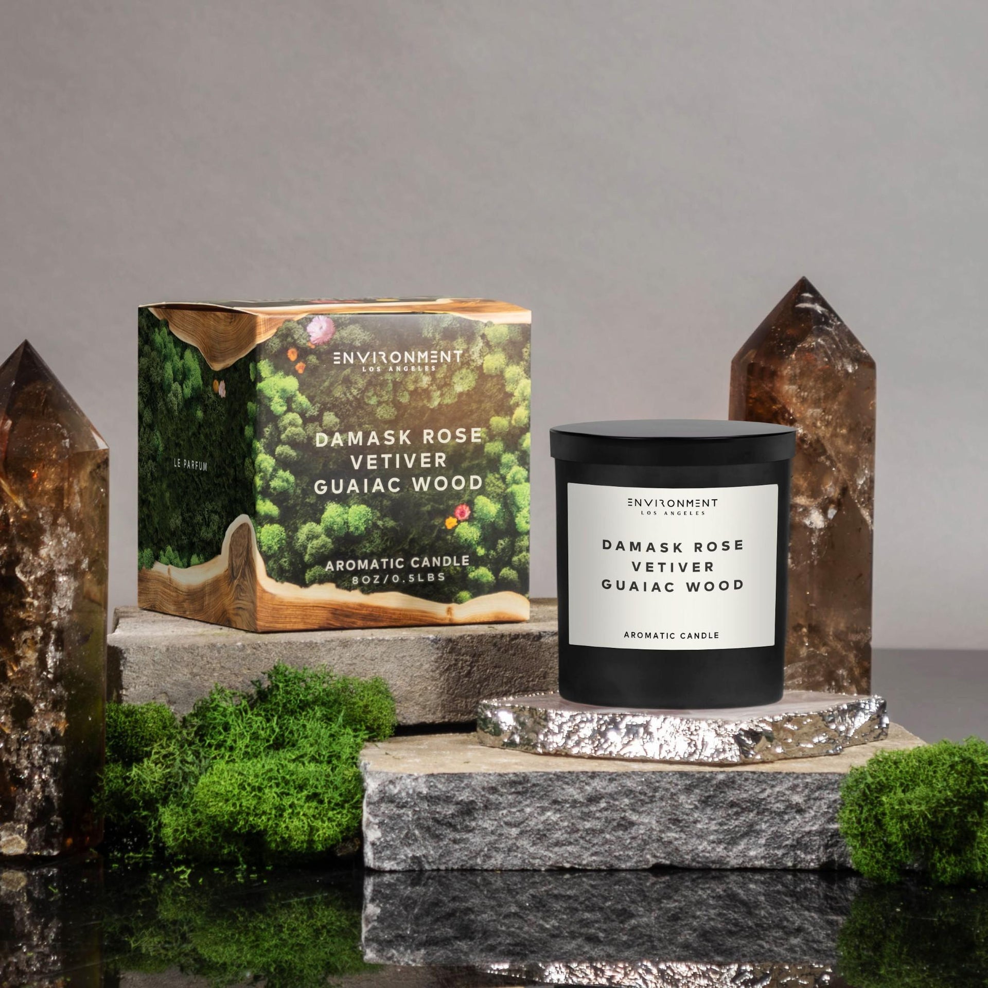 8oz Damask Rose | Vetiver | Guaiac Wood Candle with Lid and Box (Inspired by Le Labo Rose 31® and Fairmont Hotel®)