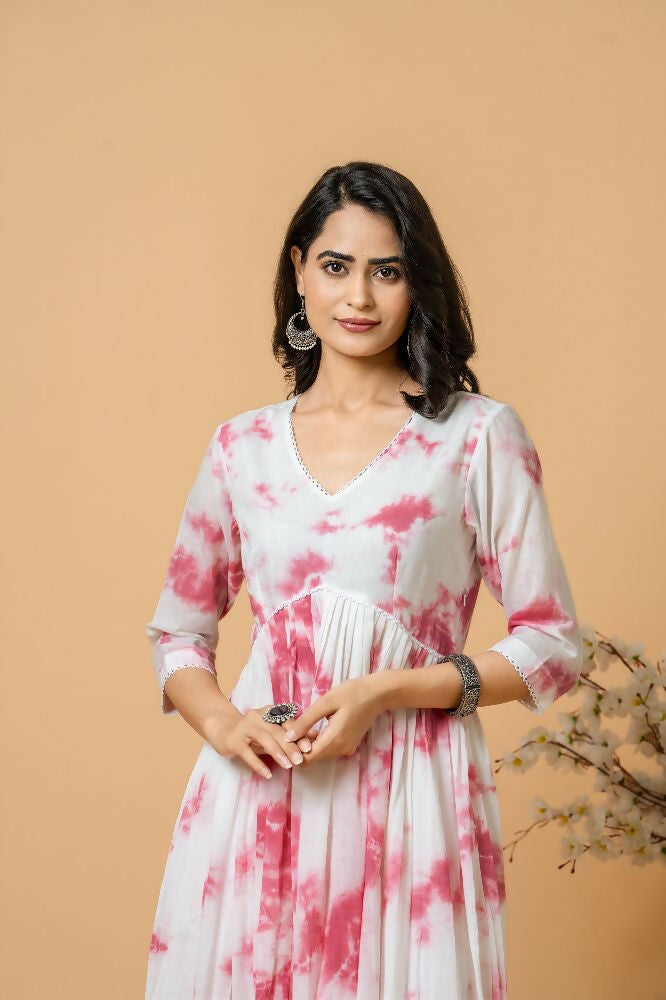 Magenta Tie & Dye Kurta Pant Set