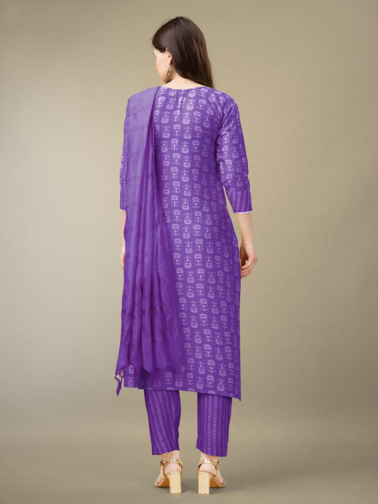 Women's Purple Rayon Embroidered Kurta Set with Sequence Work