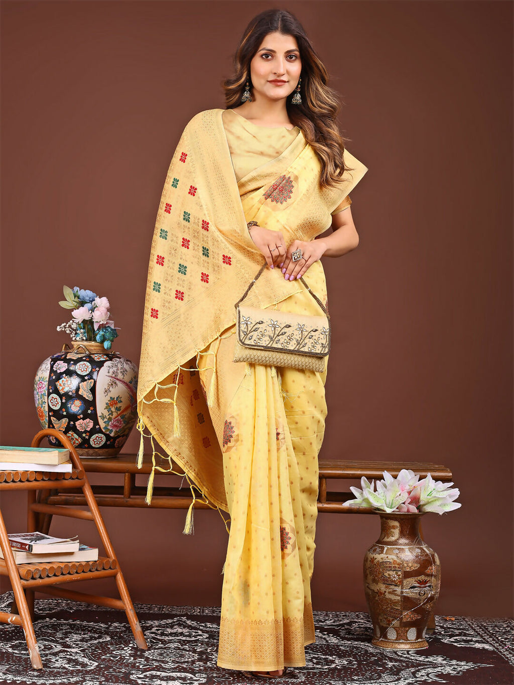 Neerja Yellow Linen Cotton Saree