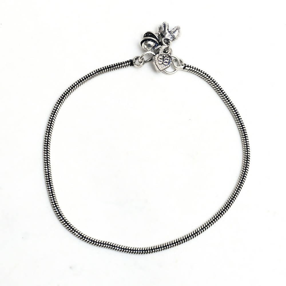 Simple Oxidised Silver Anklets – Minimalist Traditional Payal