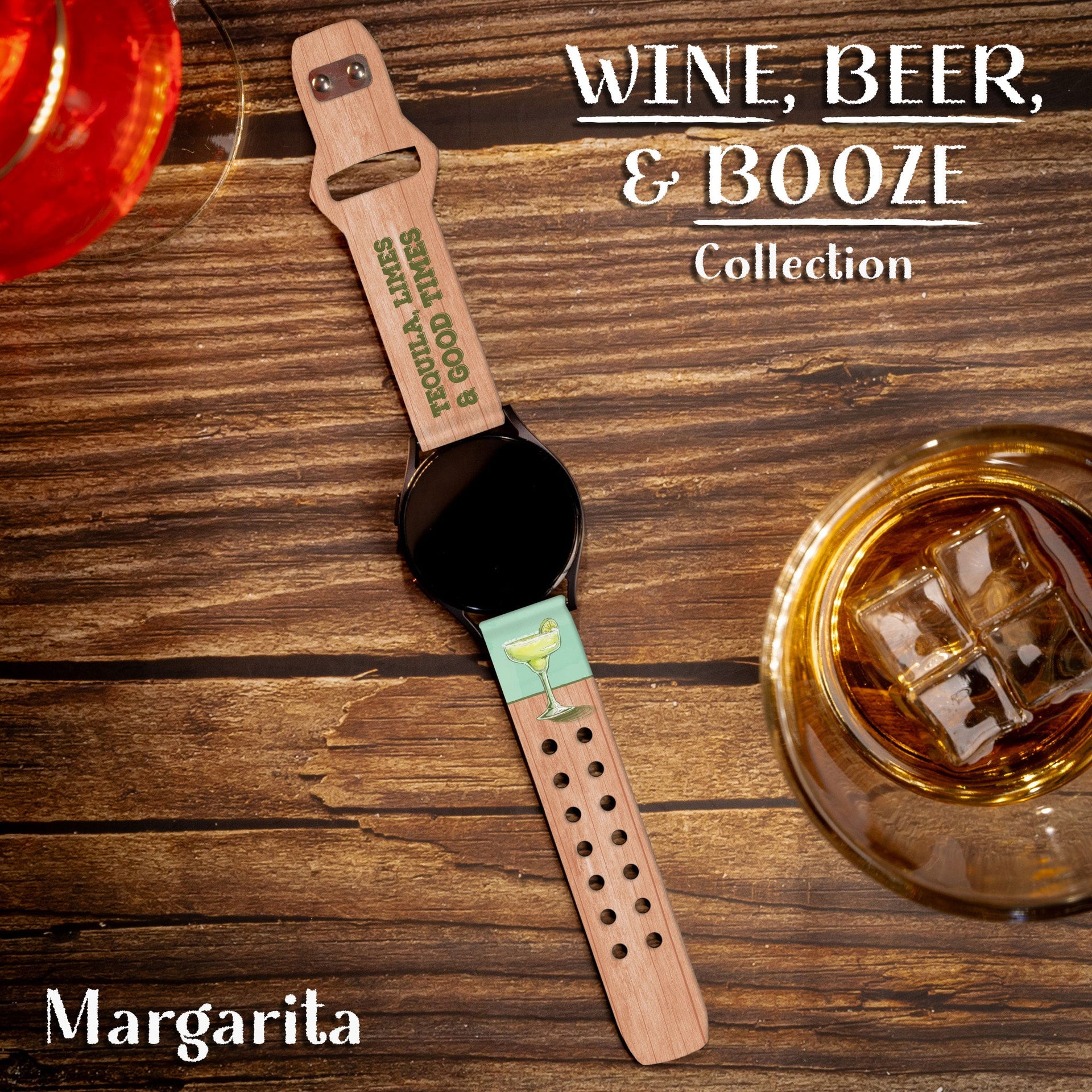 Wine, Beer & Booze 20mm Silicone Watch Band for Smartwatches