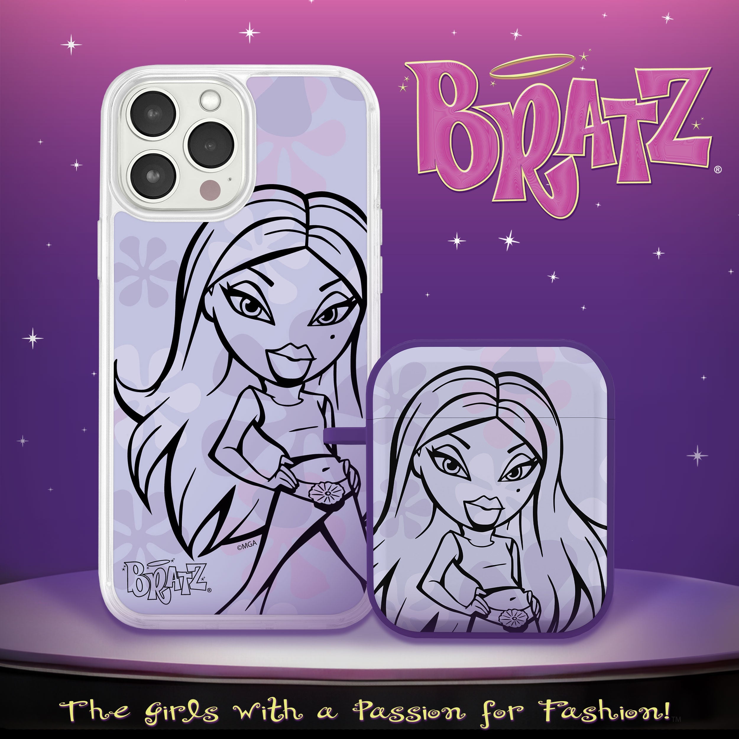 Bratz® Passion For Fashion HD Apple iPhone 15 Mag-Safe Phone Case and AirPods Gen 1 & 2 Combo Package
