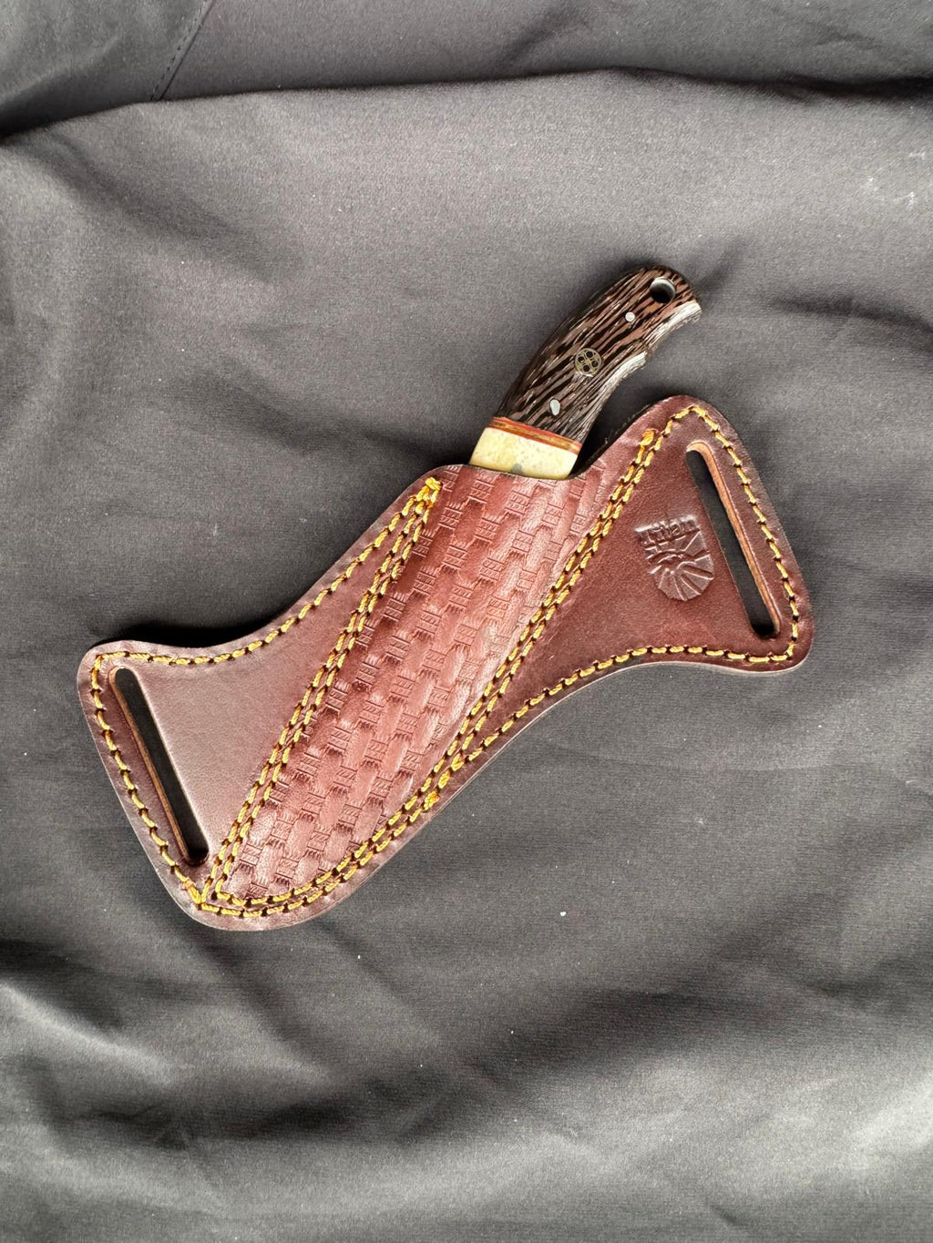 Titan "Shadow Grain" Skinner | High Carbon RASP Steel Blade, Striped Wood Handle TIK-004