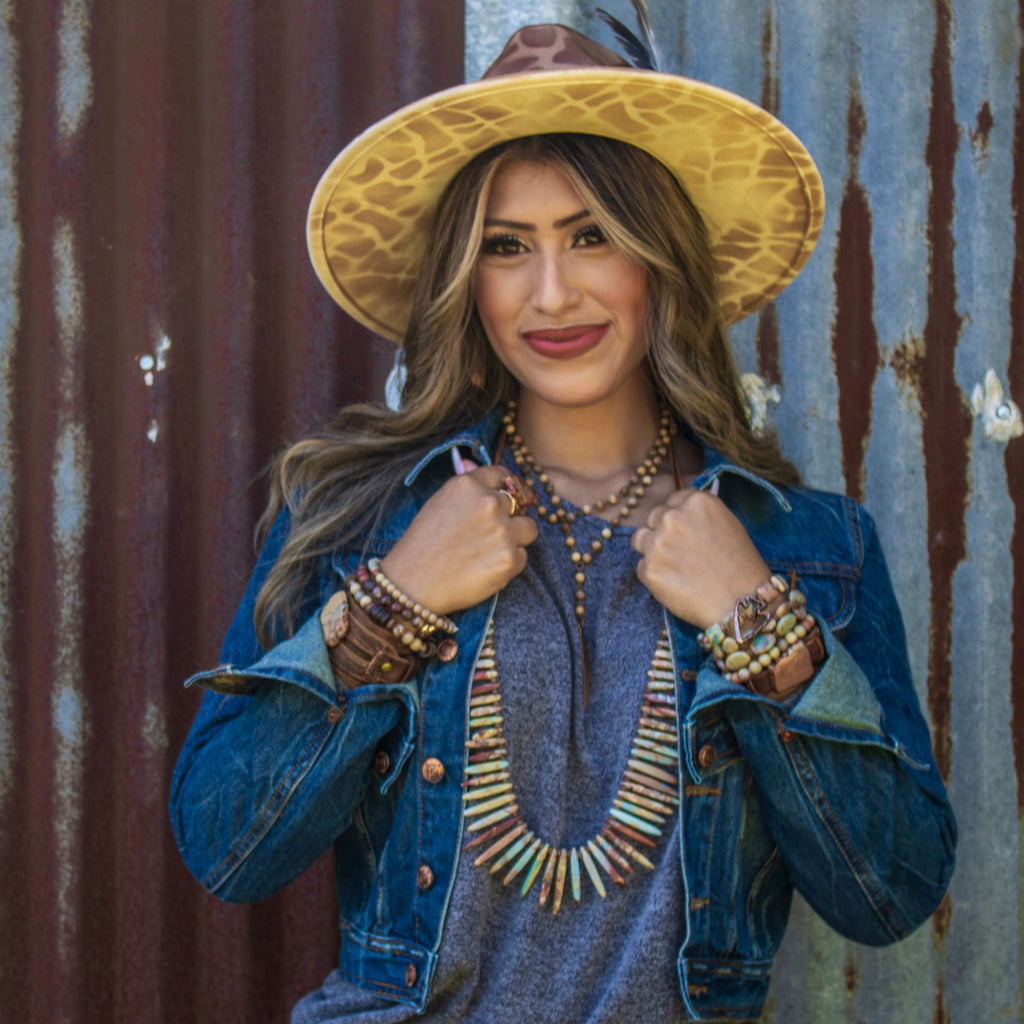 Aqua Terra Genuine Leather Wide Cuff Bracelet