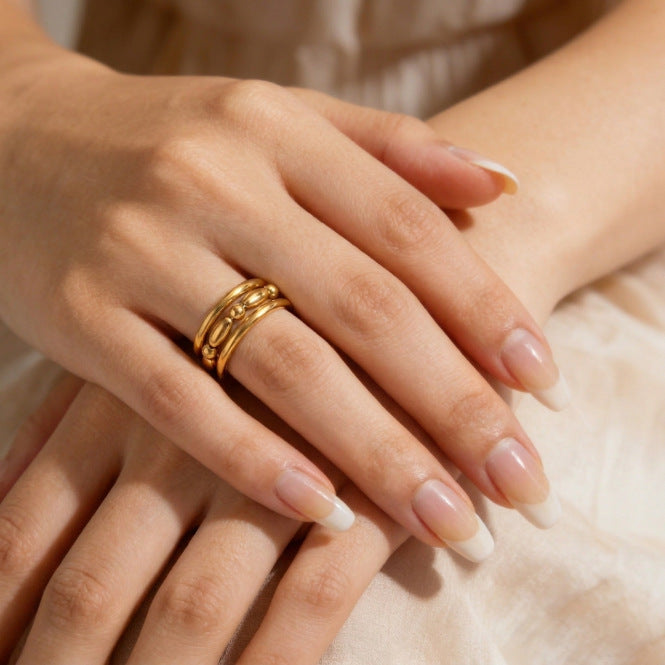 Womens Stainless Steel Multi-link Ring