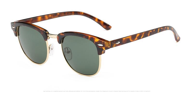 Retro Semi-Rimless Polarized Sunglasses UV400 Unisex Eyewear