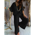 Women’s Two-Piece Lounge Set with Wide Leg Pants in Vibrant Orange - Image 6