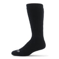 Midweight Merino wool workhorse socks in navy and black, over-the-calf style.