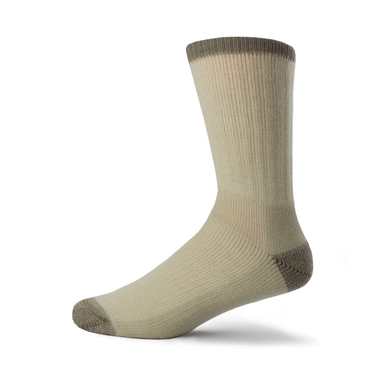 A selection of Midweight Hiker Socks in beige, brown, purple, and light-blue arranged neatly.