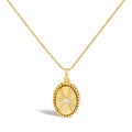 10K Yellow Gold Diamond Accent Oval Fluted Medallion Pendant Necklace