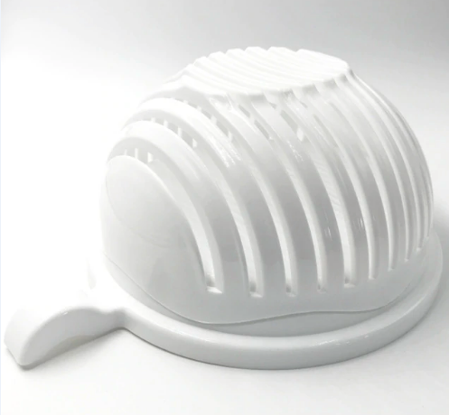 Modern Salad Cutter Bowl - 20cm Functional Kitchen Tool, Green/White