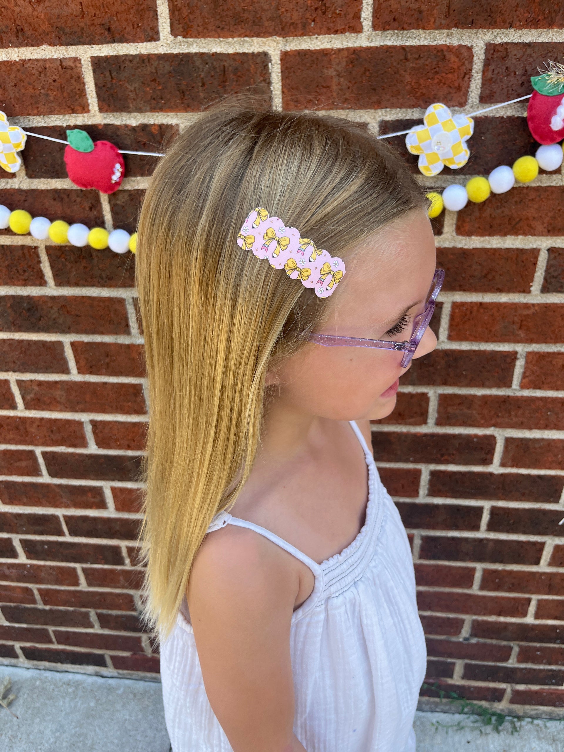 Pencil Bow Single Snap Clip