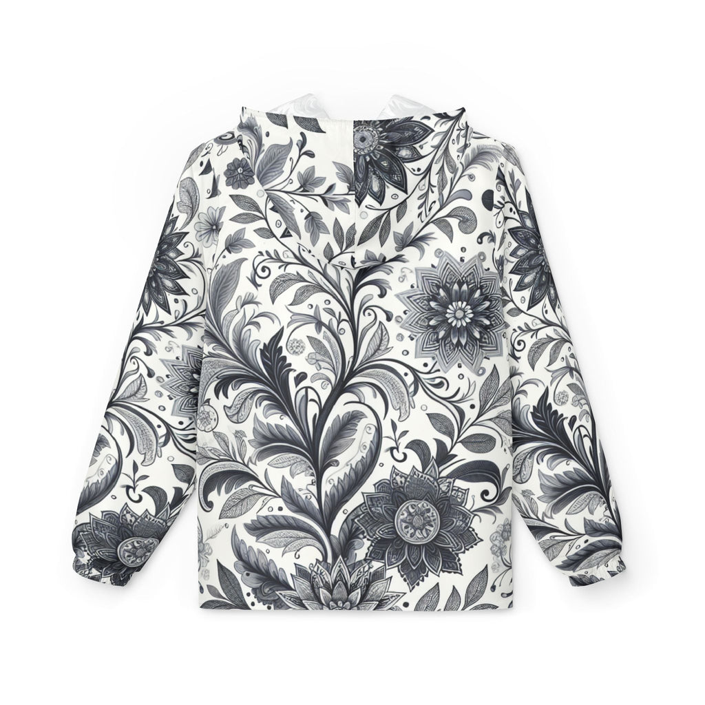 Women's Floral Windbreaker Jacket, Lightweight Monochromatic Rain Coat