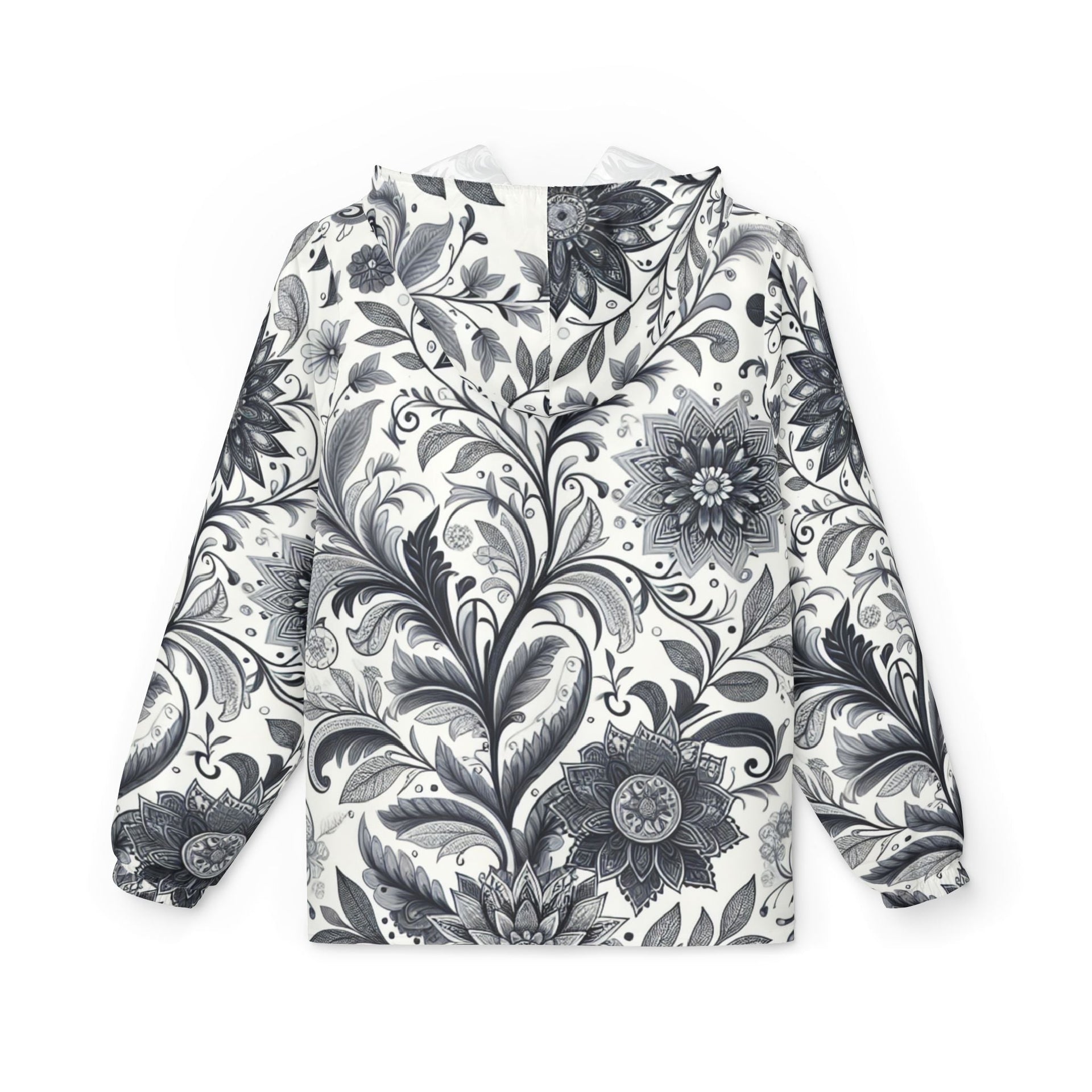 Women's Floral Windbreaker Jacket, Lightweight Monochromatic Rain Coat