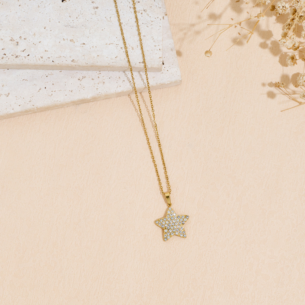 Dainty Star Pendant Necklace with Sparkling Zircon in Gold or Silver