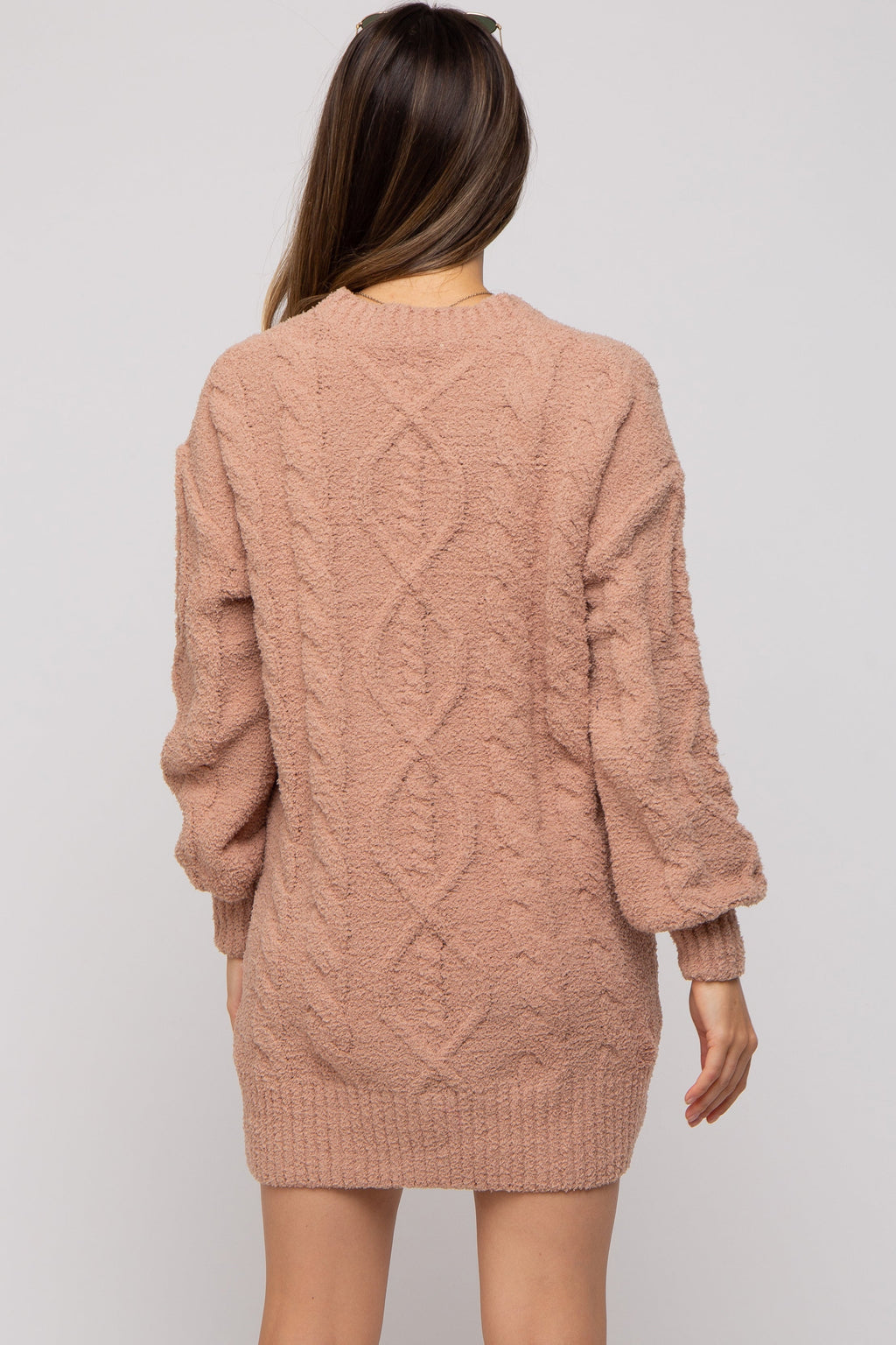 Camel Soft Knit Maternity Sweater Dress - Long Sleeve