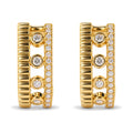 10K Yellow Gold 1/5 Cttw Diamond 3 Row Huggie Hoop Earring