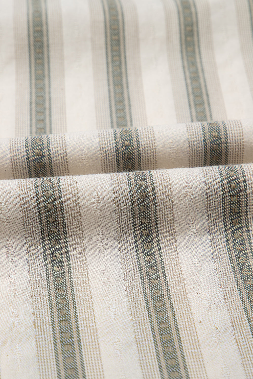 Striped Frilled Tie-Neck Short Sleeve Blouse | Cotton