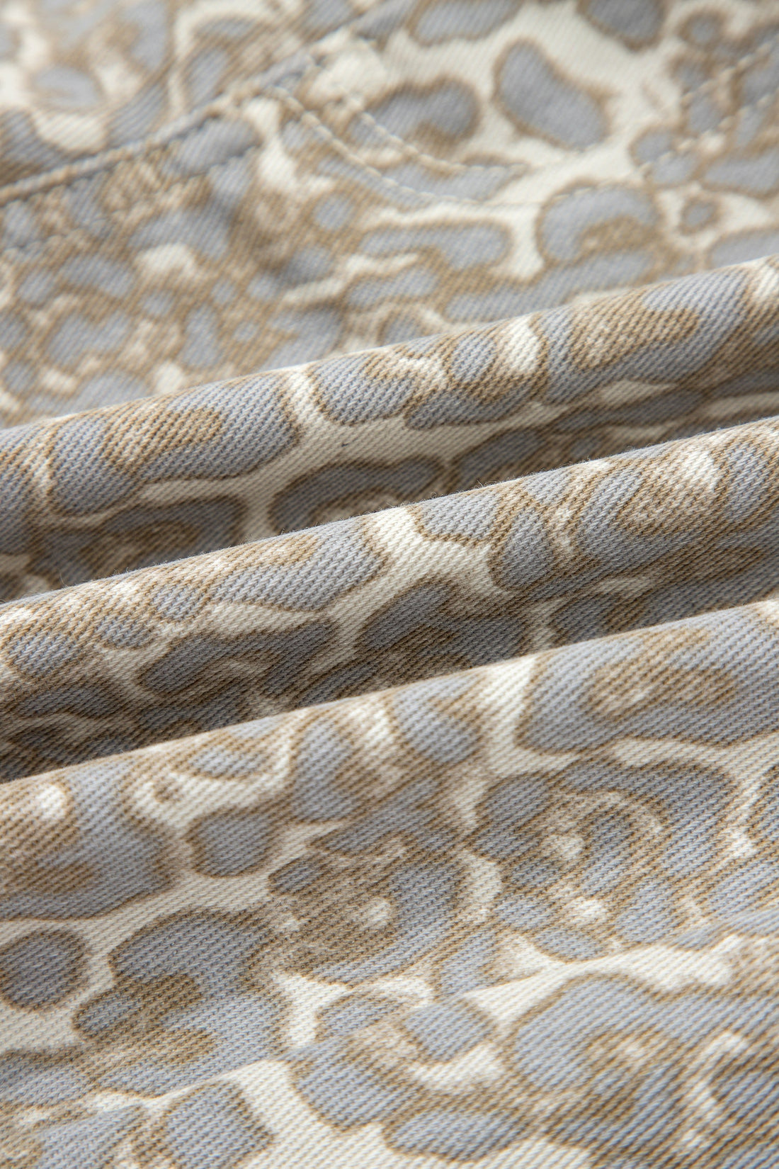 Leopard Raw Edge Denim Shorts