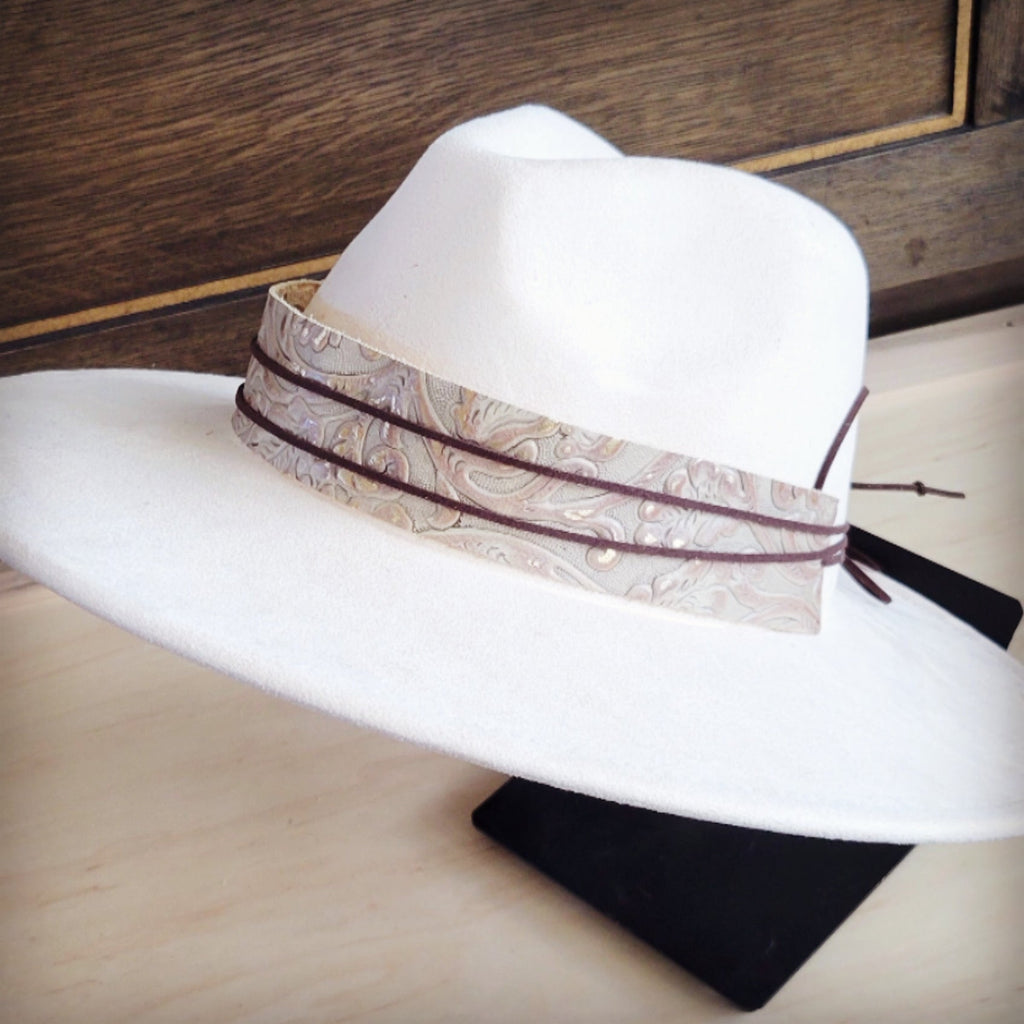 Gilded Leather Western Cowboy Hat Band with Embossed Details - Image 2