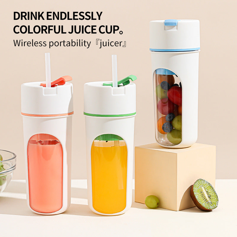 Portable USB rechargeable electric juicer blender in a compact cup design for smoothies and fruit juices