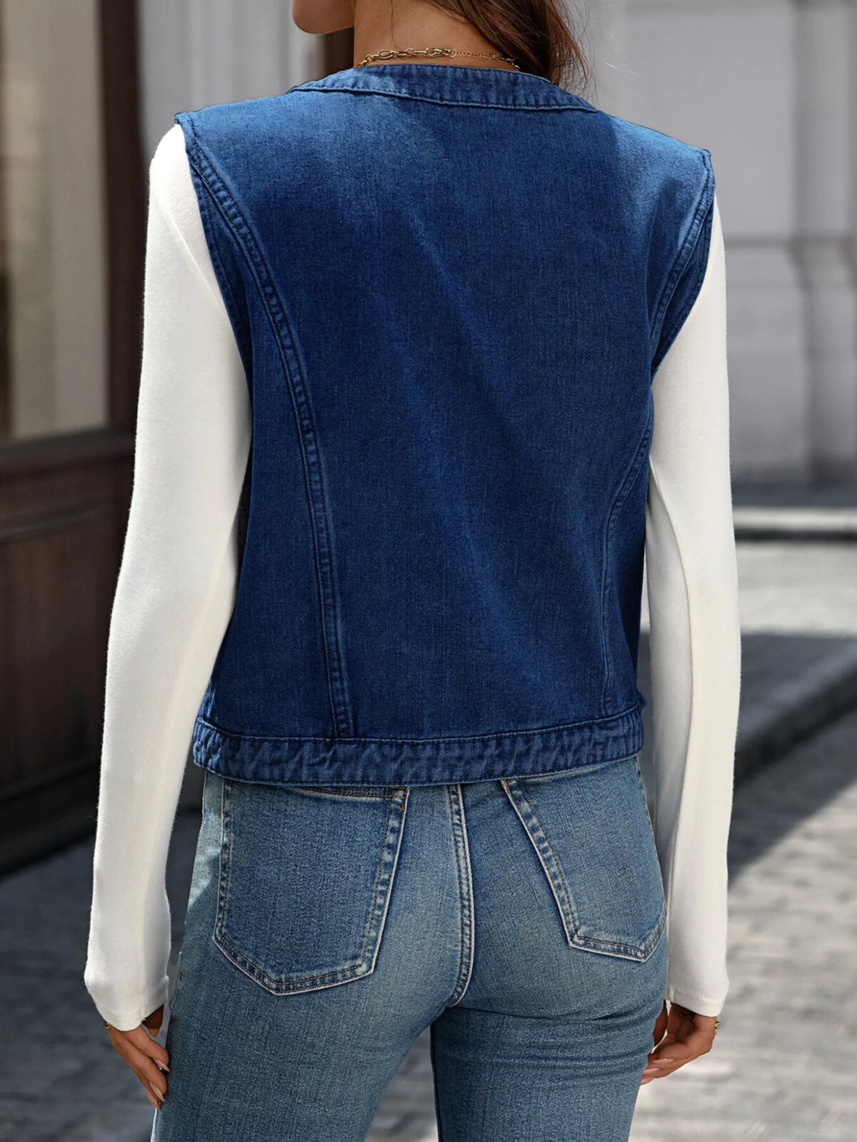 Button-Down Denim Vest