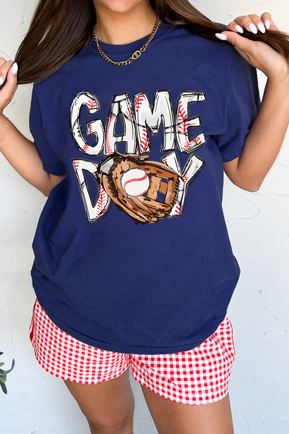 Blue GAME DAY TOUCH DOWN Graphic T Shirt for Football Season