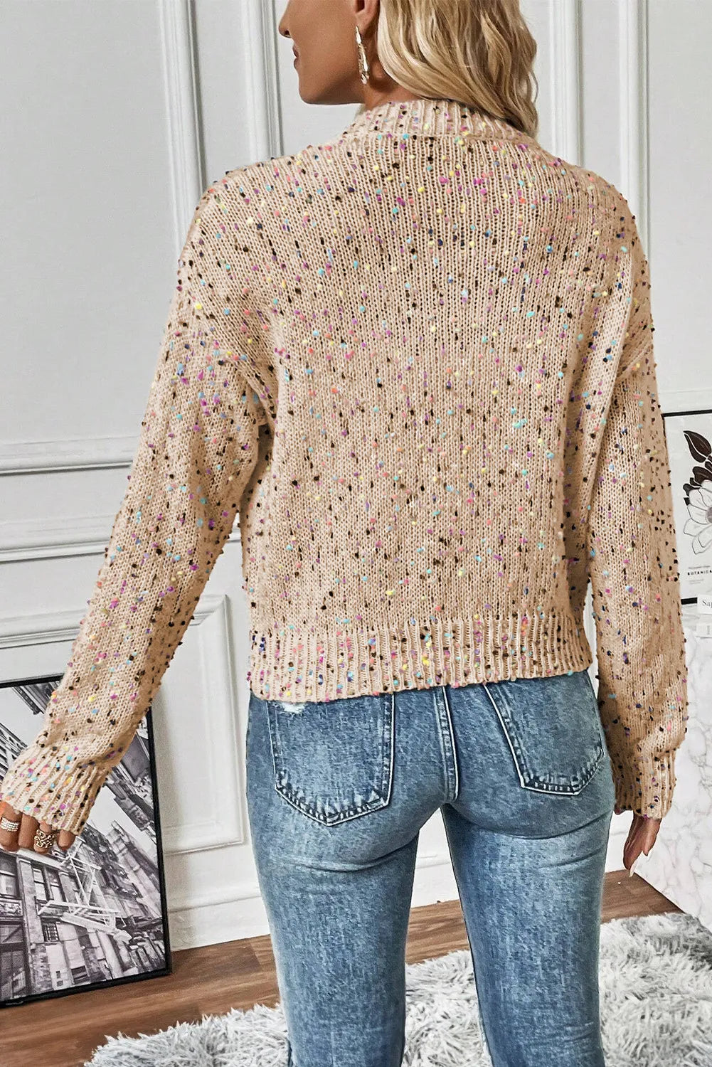 Women's Colorful Speckled Button-Down Knit Cardigan - Image 17