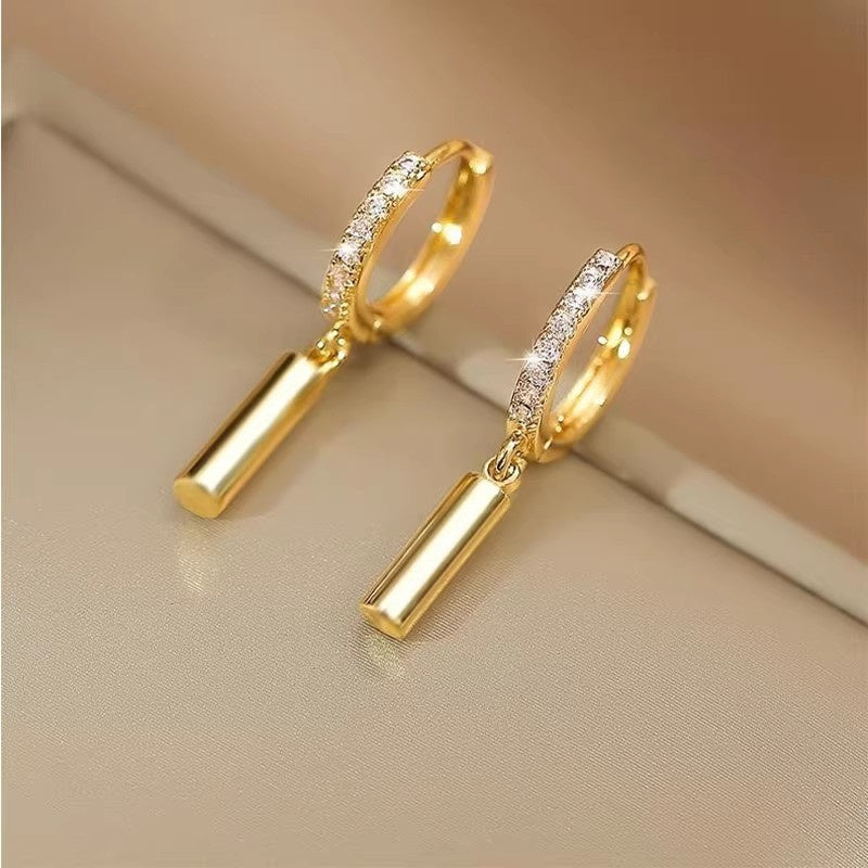 Cylindrical Geometric 14k Gold Nano-Coated Clip-On Earrings