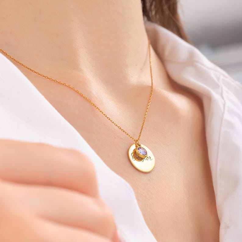 Double Layer Personalized Birthstone Name Necklace