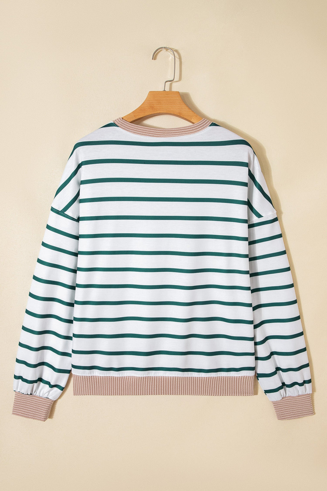 Stripe Patchwork Drop Shoulder Round Neck Sweatshirt