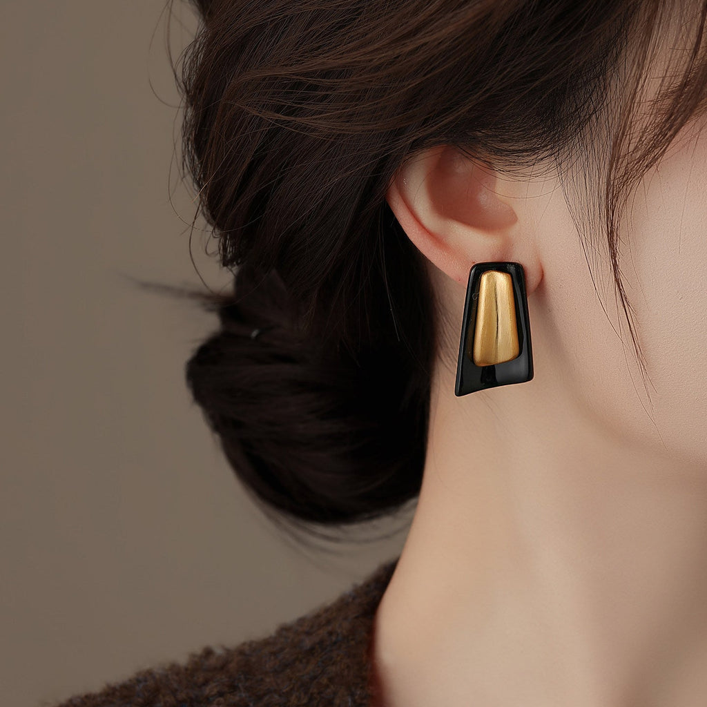 Fashionable Square Geometric Patchwork Stud Earrings For Women