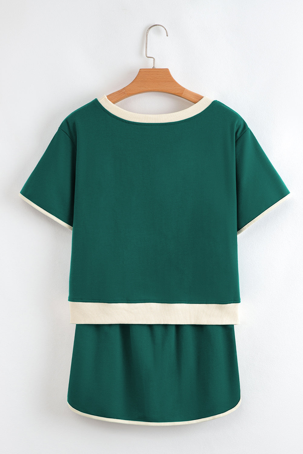 Evergreen Colorblock Drop Shoulder T-Shirt & Skort Set