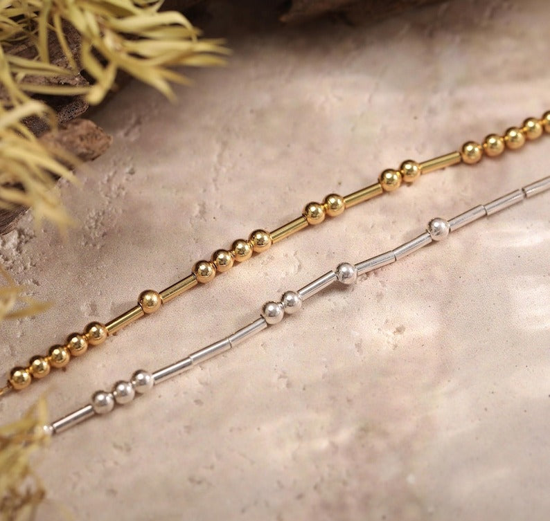 Custom Morse Code Name Bracelet Personalized Minimalist Jewelry