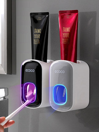 Modern Wall Mounted Automatic Toothpaste Dispenser & Storage Set