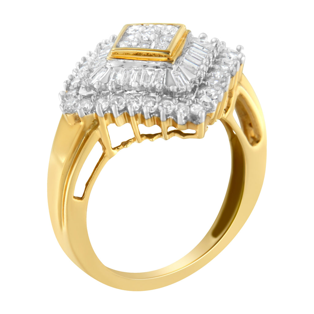 10K Yellow Gold Diamond Ballerina Ring (1 Cttw, I-J Color, I1-I2 Clarity) - Size 7
