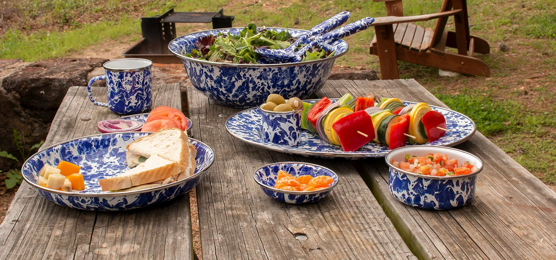 Camouflage Enamelware Mugs Set of 4 Rustic Camp-Core