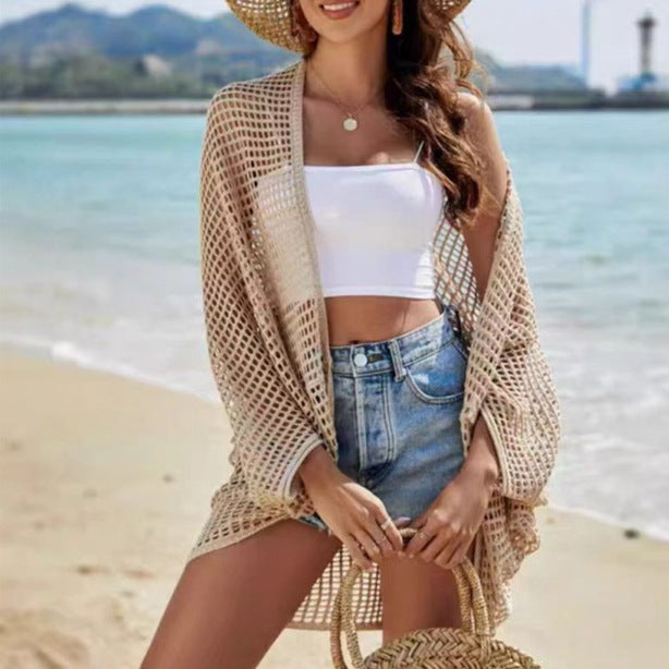 Women's Hollow-Out Batwing Sleeve Beach Cardigan Cover-Up - Image 2