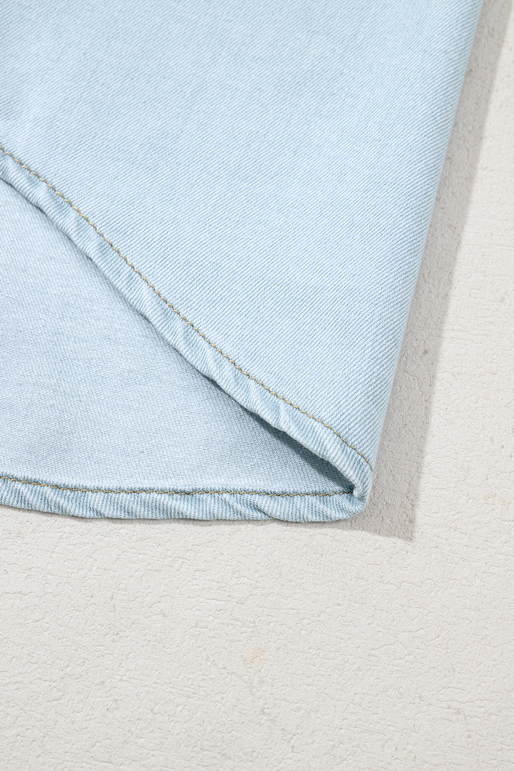 Beau Blue Mineral Wash Denim Shirt | Cap Sleeve Frilled Button-Up