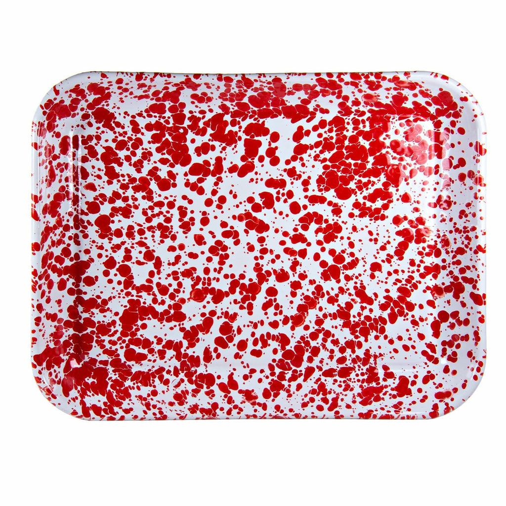 Enamelware Quarter Sheet Trays - Durable Spatterware Set of 2