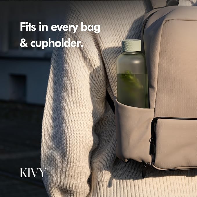 KIVY Slim Water Bottle 22oz [Lightweight & Shatterproof] - Small Drinking Waterbottle - Clear Water Bottle Without Straw for School, Sport & Travel - Transparent Bottle Dishwasher Safe, BPA Free