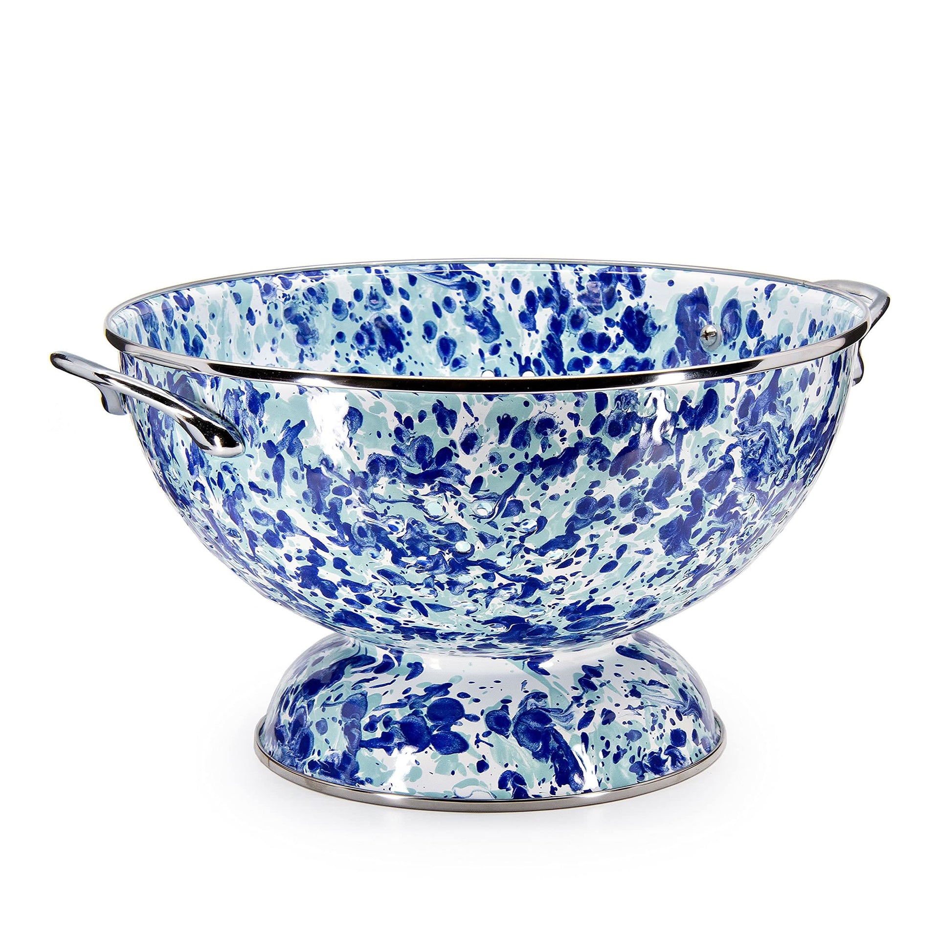 5 Quart Large Enamelware Colander with Stainless Steel Rim