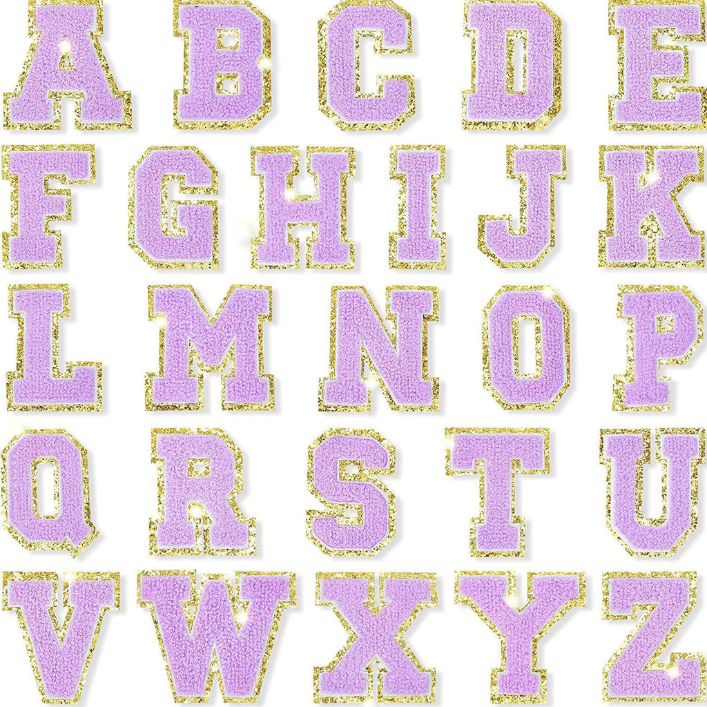 Purple Self Adhesive Chenille Letters Patches