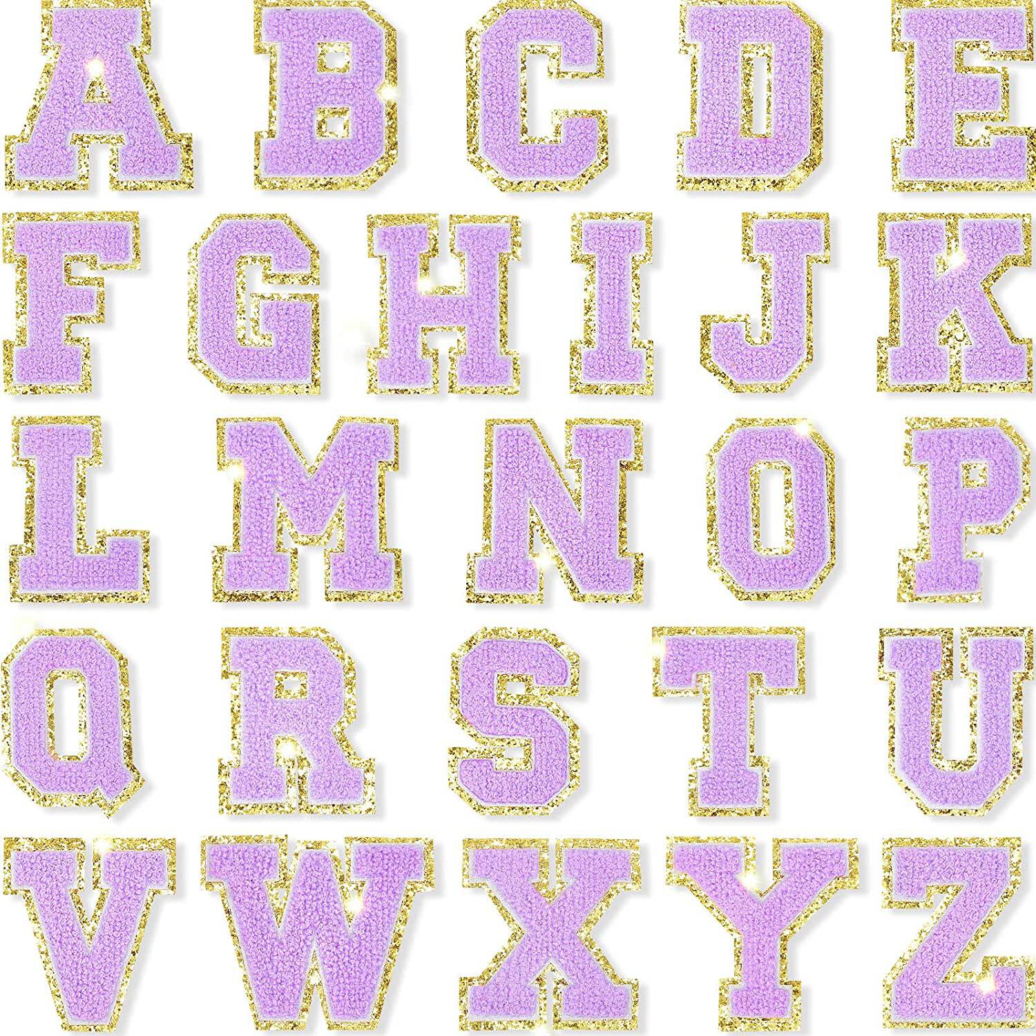 Purple Self Adhesive Chenille Letters Patches